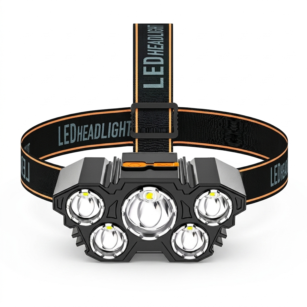 LED naglavna lampa sa punjivom baterijom - 5 LED