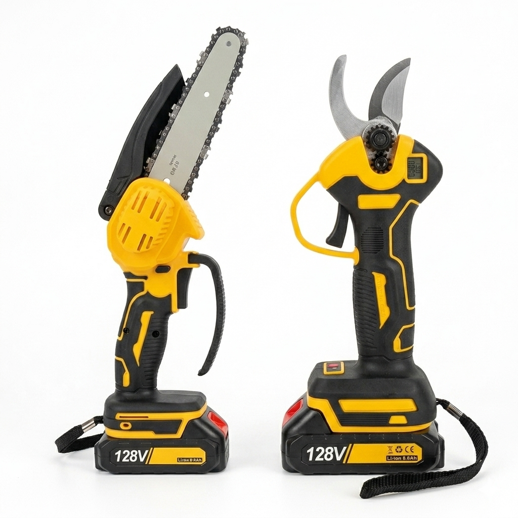 Akumulatorski set za orezivanje D1 128V &ndash; mini testera i makaze za grane